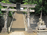 品川神社入口と狛犬（向かって右側）